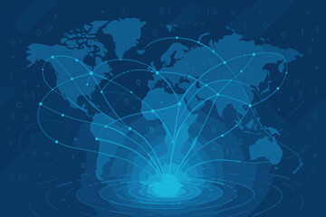 Poster - abstract global digital network connection illustration. worldwide data exchange, internet communica