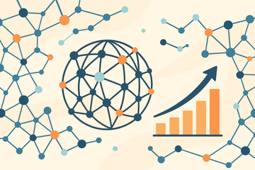 Poster - global business data analysis and financial growth concept. vector illustration of network technolog