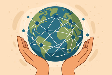 Aufkleber - global connections, worldwide communication network, data exchange, internet technology, internation