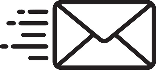 Poster - Fast Email Delivery Icon Black and White Modern Digital Communication Speed Send Mail Symbol Internet Connection Message