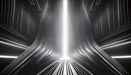 Aufkleber - sci fi space ship wall digital technology futuristic grid white glowing line striped modern monochrome abstract background