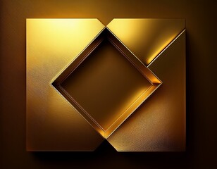 Poster - gold corner square shape layer minimal simple modern flat lay metallic frame border wallpaper close up shot