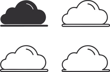 Poster - Cloud Computing Visualized A Collection of Four Cloud Graphics Depicting Digital Data and Network Infrastructure Concepts for Technology Presentation