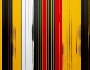 Poster - abstract geometry black line pattern striped yellow red white paint brush wallpaper graffiti backgrounds simple retro vibrant vintage contemporary