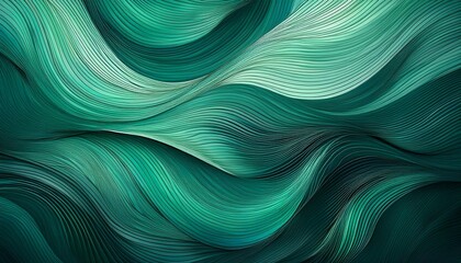 Aufkleber - abstract green teal wave lines background