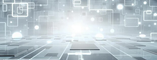 Poster - a white and gray technological background, in the style of double lines, cypherpunk, light-filled, minimalist backgrounds, human connections, bokeh, computer-aided manufacturing Generative AI