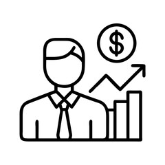 Poster - Financial advisor showing business growth chart and dollar coin investment strategy planning icon vector