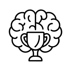 Poster - Brain power achievement trophy icon vector, mind success, intelligence award, creative idea concept