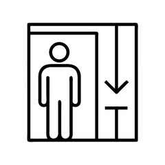 Poster - Elevator symbol vector icon, lift sign, accessibility symbol, down arrow, simple line drawing design