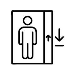 Poster - Elevator lift icon vector illustration, passenger lift symbol, up down arrows, modern design style, line art