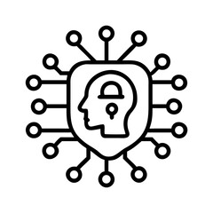 Poster - Ai brain security system vector, artificial intelligence protection, digital mind safety concept icon