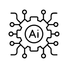 Poster - Ai technology icon vector, artificial intelligence, machine learning, neural network, gear symbol design