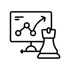 Poster - Strategic planning and business strategy analysis with chess rook and data chart on computer screen