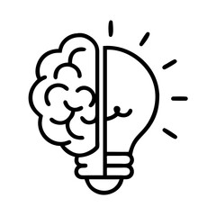 Poster - Brainstorming and creative idea generation concept with brain and lightbulb illustration vector