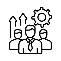 Poster - Teamwork collaboration strategy success business development and growth with gear and arrows concept icon