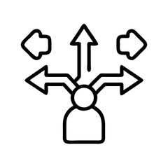 Poster - Decision making process icon showing different directions and multiple choices for business strategy