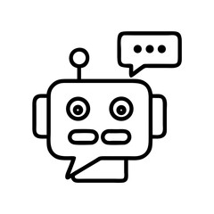 Poster - Robot chatbot ai assistant icon vector graphic for communication technology and automation services