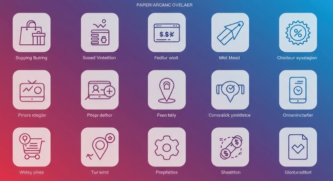 Grid of outlined icons with surreal names