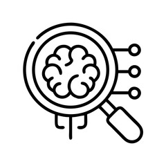 Poster - Brain research and development with magnifying glass for cognitive science and neurology study