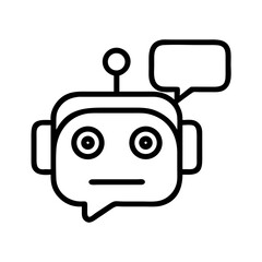 Poster - Robot chatbot head with speech bubble icon vector illustration, artificial intelligence assistant design