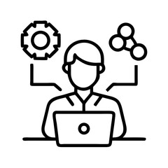 Poster - Freelancer working online on laptop for business development and social media management concept