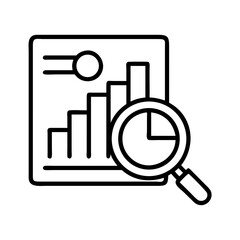 Poster - Data analysis chart with magnifying glass icon for business growth and market trend research analysis