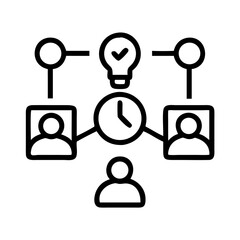 Poster - Project management workflow icon showing team collaboration idea generation and time management process flow
