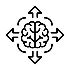 Poster - Brainstorming ideas and solutions concept with brain and arrows for creative thinking process