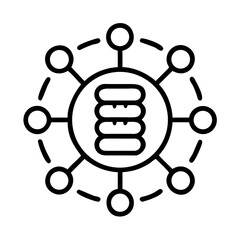 Poster - Data server network connection diagram for database management and cloud computing infrastructure icon