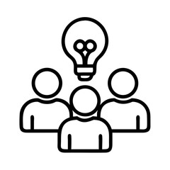 Poster - Innovative team collaboration and brainstorming session with lightbulb idea generation concept vector