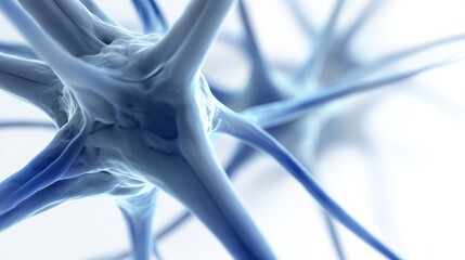 Aufkleber - Tangled Nerves in Blue Tones Showcased in a Soft 3D Render on a White Background Representing Medical Concepts and Neurological Intricacy