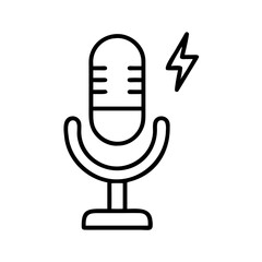 Poster - Podcast microphone vector icon for audio recording equipment and broadcasting studio design element illustration