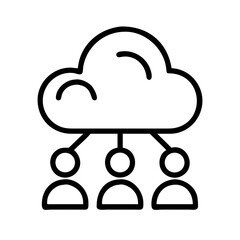 Poster - Cloud computing network icon for data sharing and collaboration with team members online vector