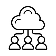 Poster - Cloud computing network diagram showing data sharing and collaboration between multiple users online