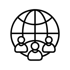 Poster - global network community icon vector illustration for social connection and business partnership con