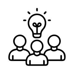 Poster - Team brainstorming session vector icon of people with lightbulb idea for creative collaboration work 95