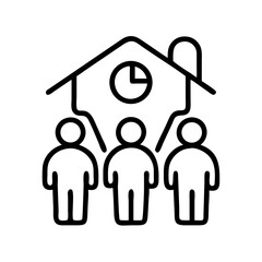 Fototapete - Community home watch meeting time management group of people clock house icon vector illustration