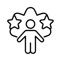 Poster - Person with stars achievement icon vector illustration for success and recognition concept design