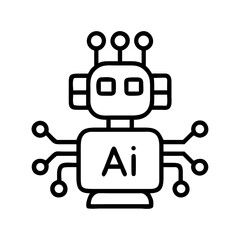 Poster - Ai robot icon vector illustration, artificial intelligence, machine learning, automation technology