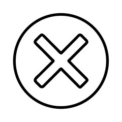 Poster - Black outline cross mark icon in a circle vector illustration for close delete or cancel button design
