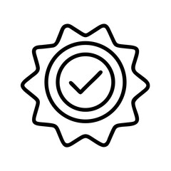 Poster - Check mark badge vector icon illustration for approved quality guarantee and verified success