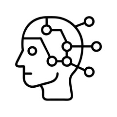 Poster - Artificial intelligence head brain neural network machine learning ai technology concept icon vector