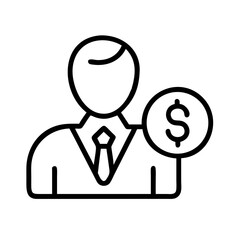 Poster - Financial advisor icon vector illustration showing business man with dollar sign for investment advice