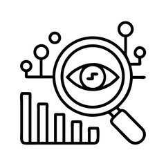 Poster - Data analysis and seo audit with eye and magnifying glass for website performance monitoring tool