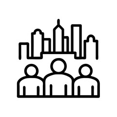 Poster - cityscape people team community skyline urban group collaboration teamwork business partnership conc