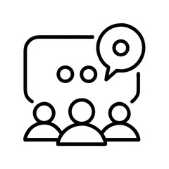 Poster - Group discussion collaboration meeting teamwork communication and brainstorming icon vector graphic design