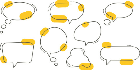 Poster - Yellow and Outline Doodle Speech and Thought Bubbles - AI Generative
