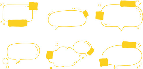 Poster - Yellow Hand-Drawn Doodle Quote Boxes & Speech Bubbles - AI Generative
