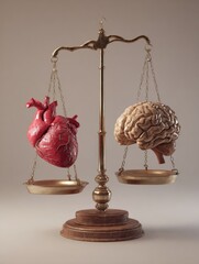 Aufkleber - Balancing Emotions and Logic With Heart and Brain on a Scale in a Neutral Setting