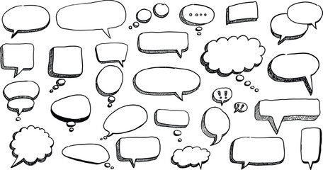 Poster - Extensive Hand Drawn Doodle Speech Bubbles & Comics Vector Set AI Generative
